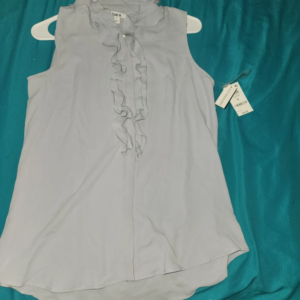 Light Gray Ruffle Blouse - Picture 2 of 5